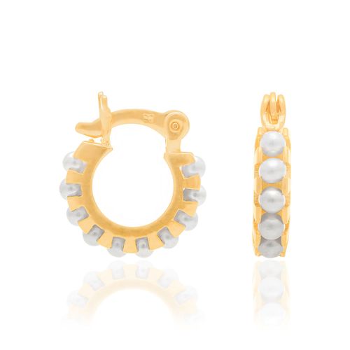 BRINCO BANHADO A OURO 18K ARGOLA COM PÉROLAS SINTÉTICAS