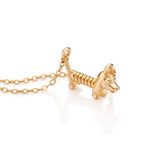 GARGANTILHA COM PINGENTE CACHORRO SLINKY BANHADA A OURO 18K