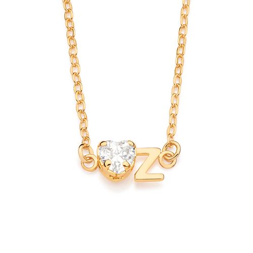 GARGANTILHA COM PINGENTE LETRA BANHADA A OURO 18K COM ZIRCÔNIA -LETRA Z