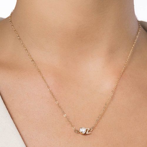 GARGANTILHA COM PINGENTE LETRA BANHADA A OURO 18K COM ZIRCÔNIA -LETRA Z