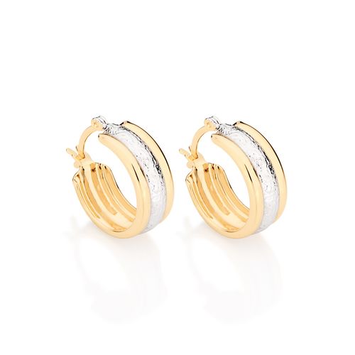BRINCO ARGOLA BANHADO A OURO 18K COM APLICAÇÃO DE RHODIUM