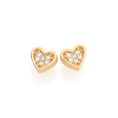BRINCO CORAÇÃO BANHADO A OURO 18K COM ZIRCÔNIAS