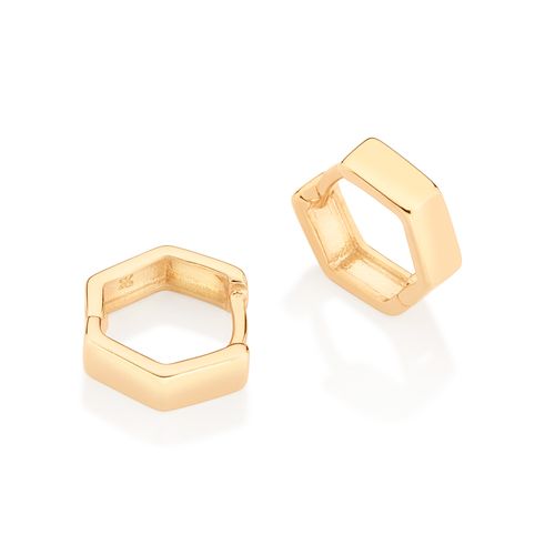 BRINCO ARGOLA SEXTAVADA BANHADO A OURO 18K