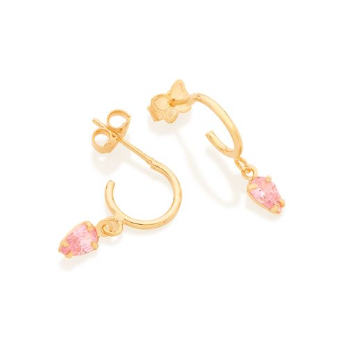 BRINCO MEIA ARGOLA BANHADO A OURO 18K COM ZIRCÔNIAS