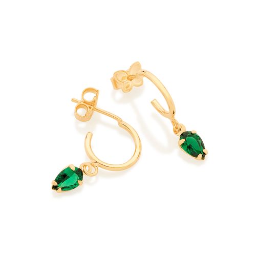 BRINCO MEIA ARGOLA BANHADO A OURO 18K COM ZIRCÔNIAS