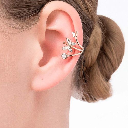 BRINCO PIERCING DE PRESSÃO BORBOLETAS BANHADO A OURO 18K COM ZIRCÔNIAS