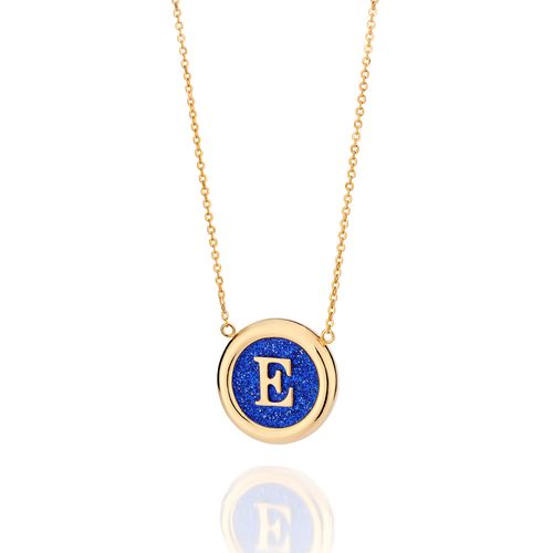 GARGANTILHA LETRA BANHADA A OURO 18K COM CRISTAL -LETRA E