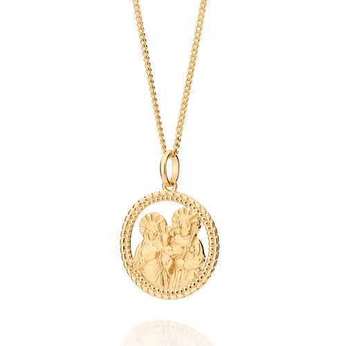 MEDALHA SAGRADA FAMÍLIA BANHADA A OURO 18K