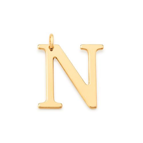PINGENTE LETRA BANHADO A OURO 18K-LETRA N