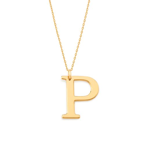 PINGENTE LETRA BANHADO A OURO 18K-LETRA P