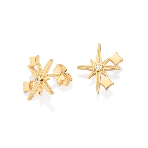 BRINCO BRILHOS BANHADO A OURO 18K COM ZIRCÔNIA