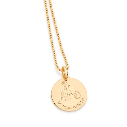 MEDALHA PROFISSÃO MAQUIADORA BANHADA A OURO 18K