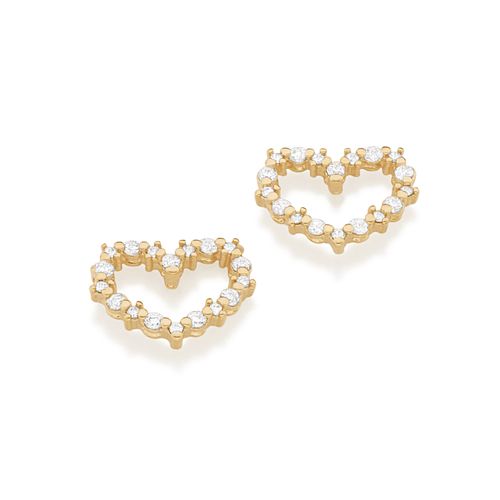 BRINCO BANHADO A OURO 18K CORAÇÃO COM ZIRCÔNIAS