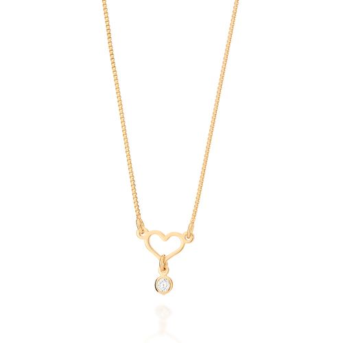 GARGANTILHA VENEZIANA CORAÇÃO BANHADA A OURO 18K COM ZIRCÔNIA