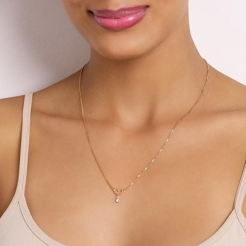 GARGANTILHA VENEZIANA CORAÇÃO BANHADA A OURO 18K COM ZIRCÔNIA