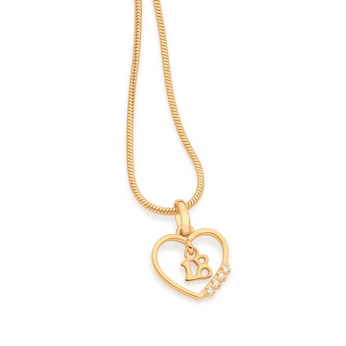 PINGENTE CORAÇÃO 18 ANOS BANHADO A OURO 18K COM ZIRCÔNIAS