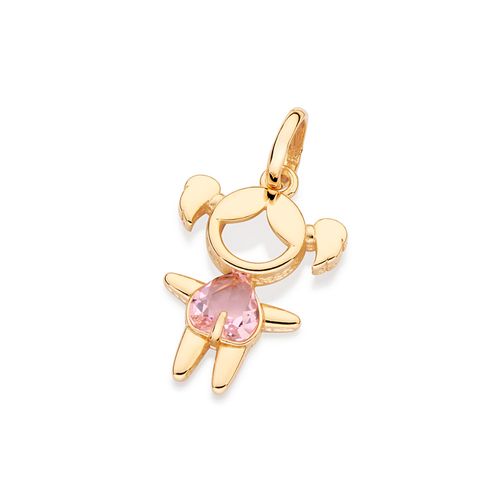 PINGENTE MENINA BANHADO A OURO 18K COM CRISTAL