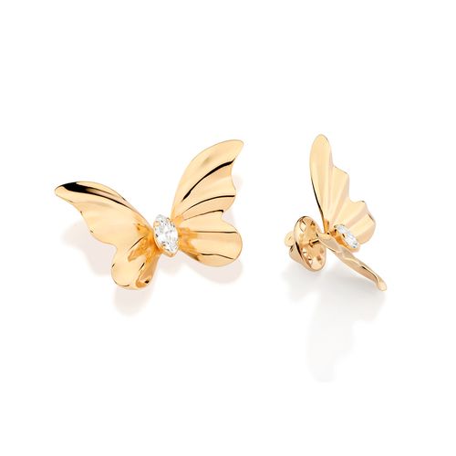 MAXI BRINCO BORBOLETA BANHADO A OURO 18K COM ZIRCÔNIAS