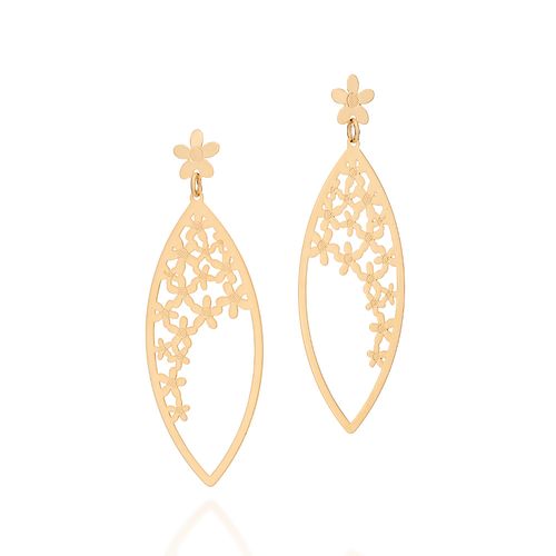 MAXI BRINCO FLORES BANHADO A OURO 18K