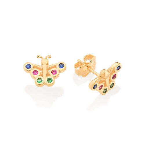 BRINCO BORBOLETA BANHADO A OURO 18K