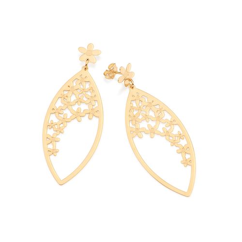 MAXI BRINCO FLORES BANHADO A OURO 18K