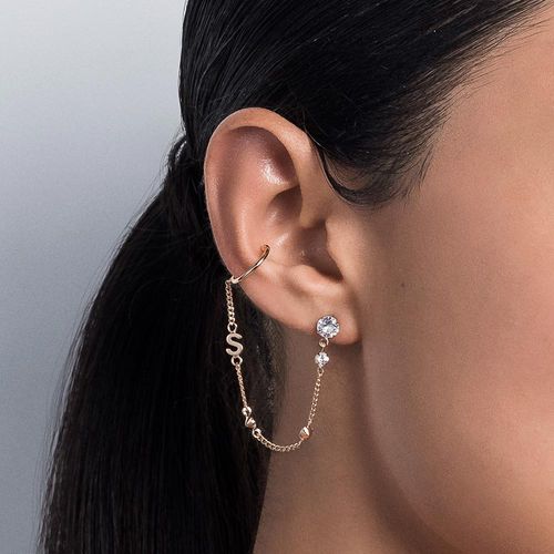 BRINCO COM PIERCING DE PRESSÃO LETRA BANHADO A OURO 18K COM ZIRCÔNIAS-LETRA S