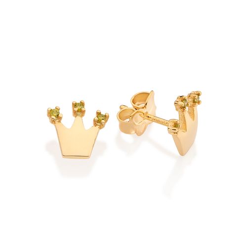BRINCO COROA PRINCESA TIANA BANHADO A OURO 18K COM ZIRCÔNIAS