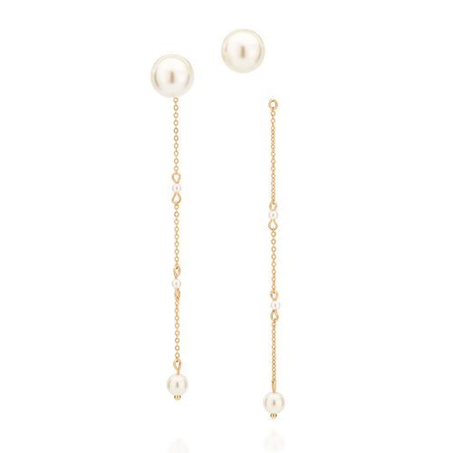 BRINCO DOIS EM UM BANHADO A OURO 18K COM PÉROLAS