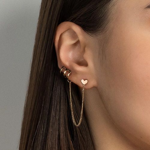 BRINCO CORAÇÃO COM PIERCING DE PRESSÃO BANHADO A OURO 18K