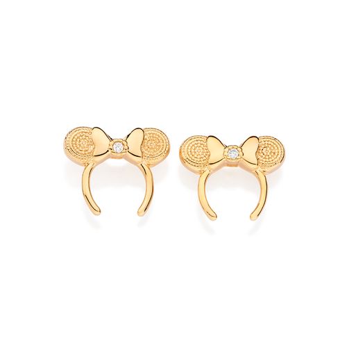 BRINCO TIARA MINNIE BANHADO A OURO 18K COM ZIRCÔNIAS