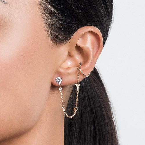BRINCO COM PIERCING DE PRESSÃO LETRA BANHADO A OURO 18K COM ZIRCÔNIAS-LETRA Y