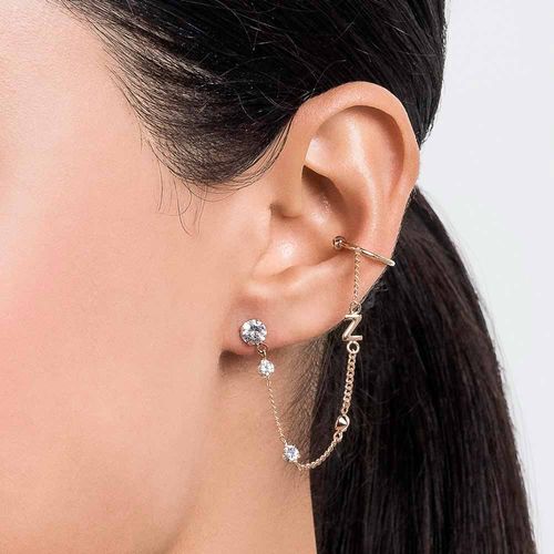 BRINCO COM PIERCING DE PRESSÃO LETRA BANHADO A OURO 18K COM ZIRCÔNIAS-LETRA Z