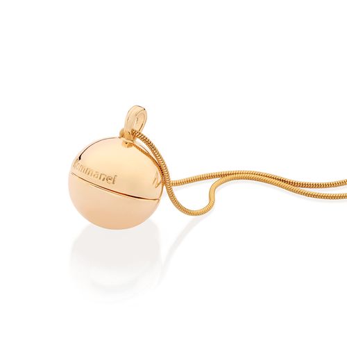 PINGENTE CÁPSULA REDONDA COM BORBOLETA BANHADO A OURO 18K