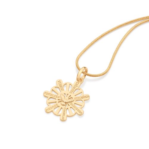 PINGENTE OS DONS DO ESPÍRITO SANTO BANHADO A OURO 18K