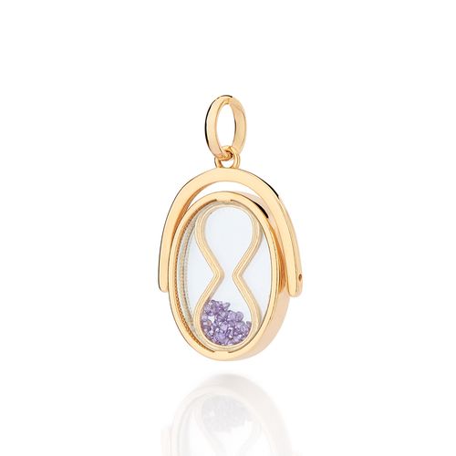 PINGENTE AMPULHETA GIRATÓRIA BANHADO A OURO 18K COM ZIRCÔNIAS