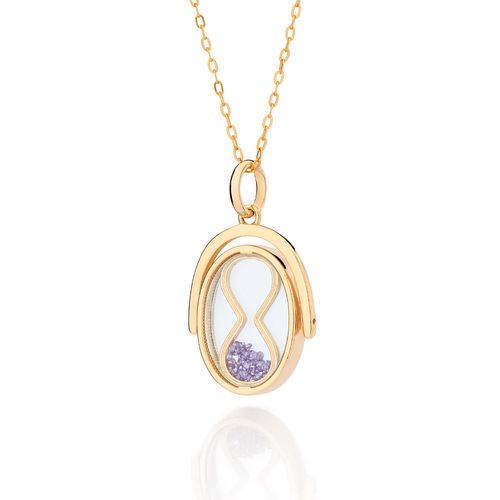 PINGENTE AMPULHETA GIRATÓRIA BANHADO A OURO 18K COM ZIRCÔNIAS