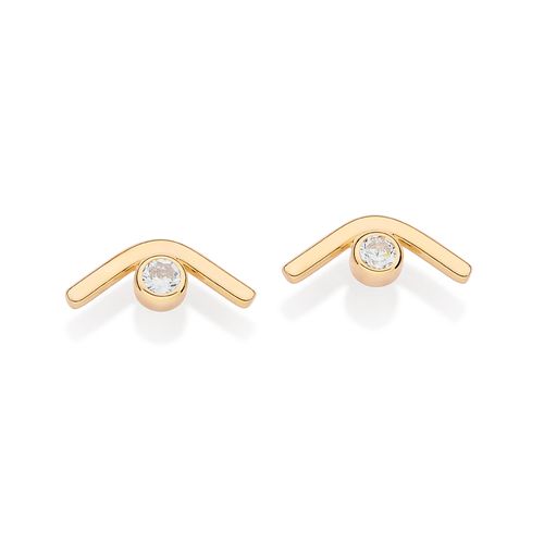 BRINCO CURVADO BANHADO A OURO 18K COM ZIRCÔNIAS