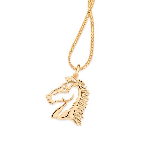 PINGENTE CABEÇA DE CAVALO BANHADO A OURO 18K COM ZIRCÔNIA