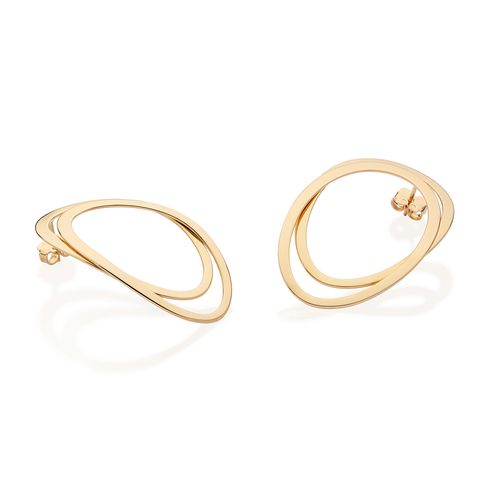 MAXI BRINCO OVAL VAZAZDO SOBREPOSTO BANHADO A OURO 18K