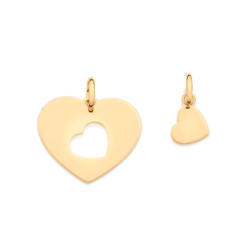 PINGENTE CARA METADE CORAÇÃO BANHADO A OURO 18K