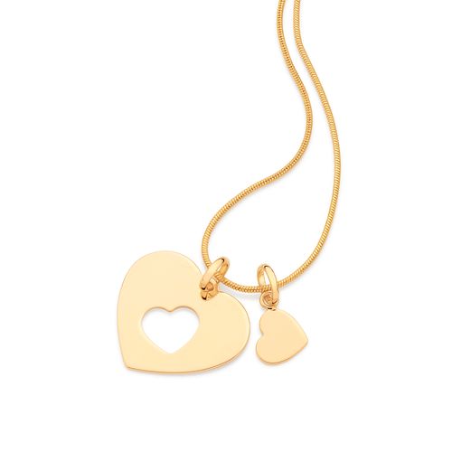 PINGENTE CARA METADE CORAÇÃO BANHADO A OURO 18K