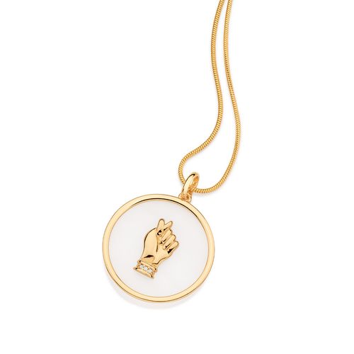 PINGENTE FIGA BANHADO A OURO 18K COM MADRE PÉROLA SINTÉTICA  E ZIRCÔNIAS