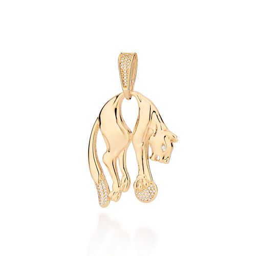 PINGENTE PANTERA BANHADO A OURO 18K COM ZIRCÔNIAS