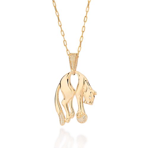 PINGENTE PANTERA BANHADO A OURO 18K COM ZIRCÔNIAS