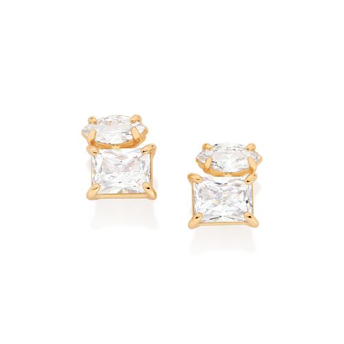 BRINCO BOTÃO EU E VOCÊ BANHADO A OURO 18K COM ZIRCÔNIAS