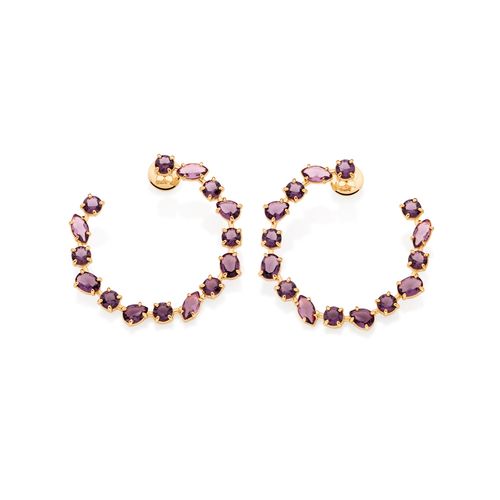 MAXI ARGOLA BANHADA A OURO 18K COM CRISTAIS