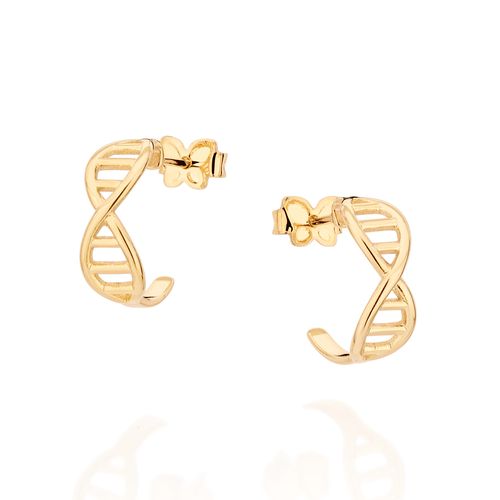 BRINCO MEIA ARGOLA CROMOSSOMO BANHADO A OURO 18K