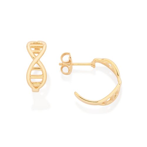 BRINCO MEIA ARGOLA CROMOSSOMO BANHADO A OURO 18K