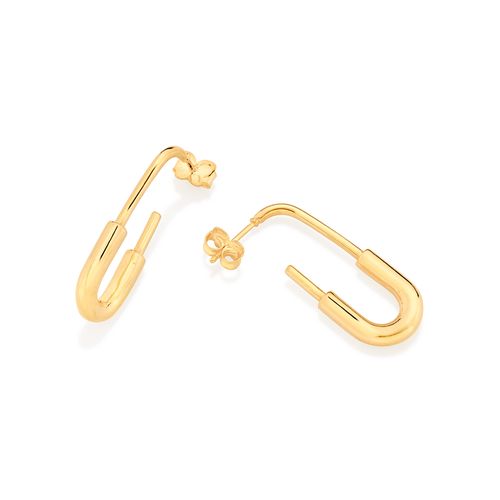 BRINCO MEIA ARGOLA ALFINETE BANHADO A OURO 18K