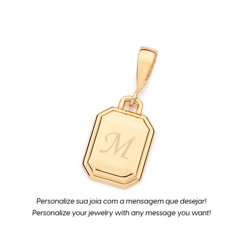 PINGENTE RETANGULAR PERSONALIZÁVEL BANHADO A OURO 18K